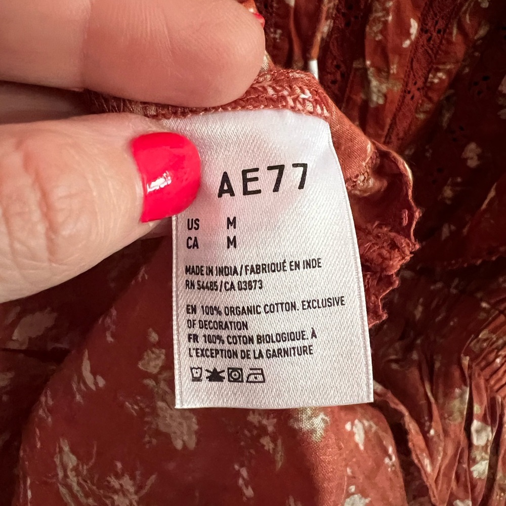 AE 77 Premium Cotton Boho Floral Dress size M - Picture 6 of 9